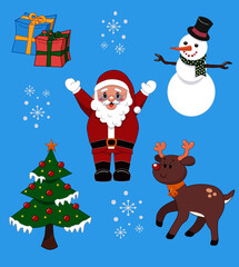 set of christmas elements