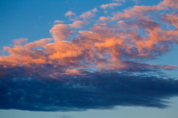 Colorful clouds in the sky at sunset time. Abstract color composition.