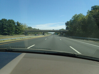 driving on New Jersey Interstate highway in early fall