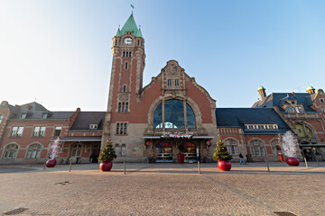Obraz premium Railway station (Gare de Colmar), is a railway station located in Colmar, Alsace, France. The same design was used in the construction of Gdansk's principal railway station in Poland.