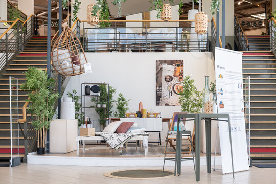 ROUEN, FRANCE - MAY 20, 2020: Showroom with decorations and furniture in the store ALINEA