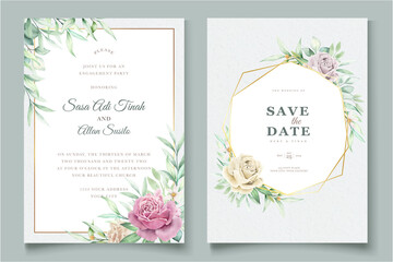 elegant hand drawing wedding invitation floral design