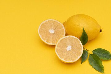 lemon on yellow background