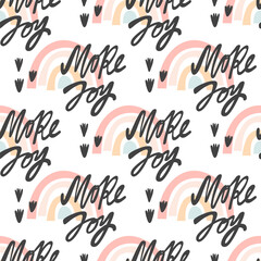 More Joy seamless pattern. Handwritten vector Lettering