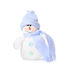 Cute decorative handmade snowman isolated on white