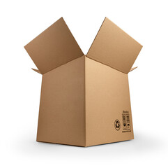 Cardboard box isolated on white background with clipping path