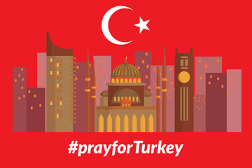 Turkey flag with PrayforTurkey hastag