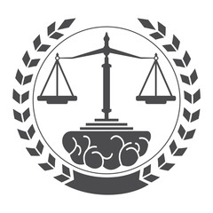 Law Balance And Attorney Brain Monogram vector Design. Intelligent Law Firm And Office Vector Logo Design.