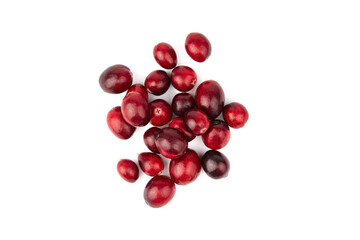 Heap of fresh cranberries isolated on white background