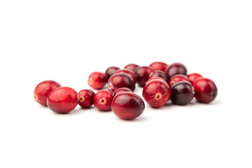 Heap of fresh cranberries isolated on white background