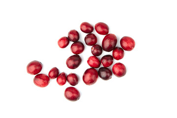 Heap of fresh cranberries isolated on white background