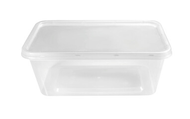 Empty transparent plastic food container isolated on white background with clipping path