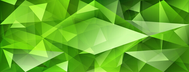 Abstract crystal background with refracting of light and highlights in green colors