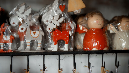 wooden Christmas toys deer and angels