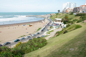 Panoramic view of a coastal region of Mar del Plata, Buenos Aires, Argentina.