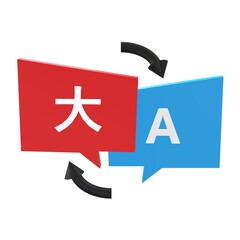 Fototapeta premium 3D online language translator icon. translate sign. translating concept. foreign language conversation symbol.