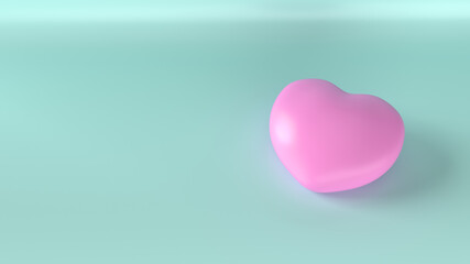 The pink heart on blue background for health content 3d rendering.
