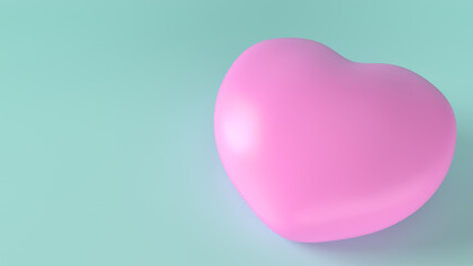 The pink heart on blue background for health content 3d rendering.