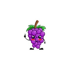 vector illustration of cute grape fruit mascot or character have good idea. cute grape fruit Concept White Isolated. Flat Cartoon Style Suitable for Landing Page, Banner, Flyer, Sticker.