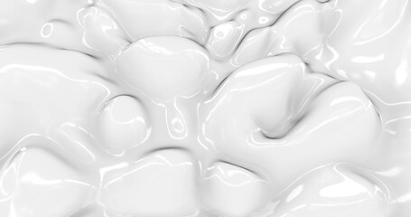 Liquid abstract white background. Smooth glossy texture 3D rendering 3D illustration