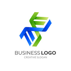 dna logo with 3d blue and green color style