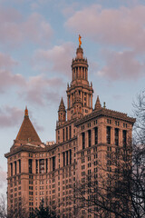 Fototapeta premium City Hall at sunset, in Manhattan, New York City