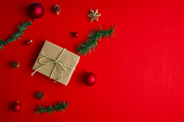 Christmas background with gift boxes decorations