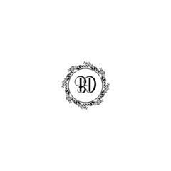 Initial BD Handwriting, Wedding Monogram Logo Design, Modern Minimalistic and Floral templates for Invitation cards