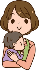 子育て中、抱っこしているお母さん