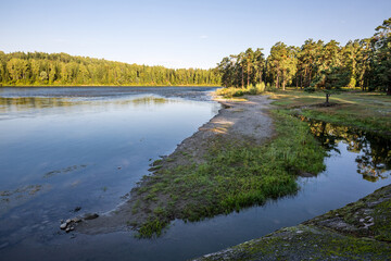 Summer landscape with the river Biya. The Village Of Turochak, Altai Republic