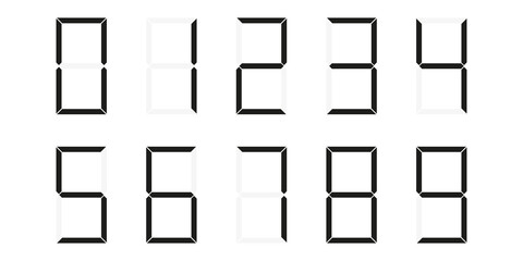 LED numbers font 0-9. Monochrome