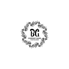 Initial BG Handwriting, Wedding Monogram Logo Design, Modern Minimalistic and Floral templates for Invitation cards