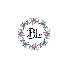 Initial BL Handwriting, Wedding Monogram Logo Design, Modern Minimalistic and Floral templates for Invitation cards