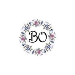 Initial BO Handwriting, Wedding Monogram Logo Design, Modern Minimalistic and Floral templates for Invitation cards