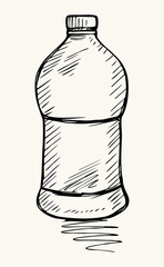 Vector Single doodle Small Plastic Bottle of Water