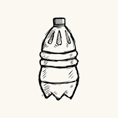 Vector Single doodle Small Plastic Bottle of Water