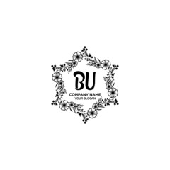 Initial BU Handwriting, Wedding Monogram Logo Design, Modern Minimalistic and Floral templates for Invitation cards