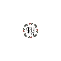 Initial BY Handwriting, Wedding Monogram Logo Design, Modern Minimalistic and Floral templates for Invitation cards