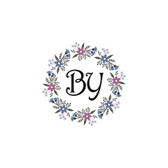 Initial BY Handwriting, Wedding Monogram Logo Design, Modern Minimalistic and Floral templates for Invitation cards