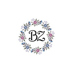Initial BZ Handwriting, Wedding Monogram Logo Design, Modern Minimalistic and Floral templates for Invitation cards