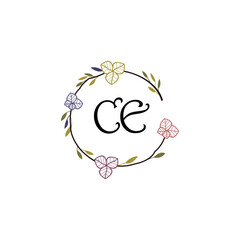 Initial CE Handwriting, Wedding Monogram Logo Design, Modern Minimalistic and Floral templates for Invitation cards