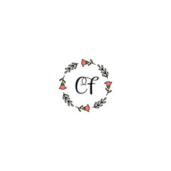 Fototapeta na wymiar Initial CF Handwriting, Wedding Monogram Logo Design, Modern Minimalistic and Floral templates for Invitation cards