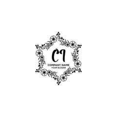 Initial CI Handwriting, Wedding Monogram Logo Design, Modern Minimalistic and Floral templates for Invitation cards