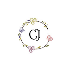 Initial CJ Handwriting, Wedding Monogram Logo Design, Modern Minimalistic and Floral templates for Invitation cards