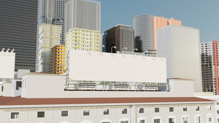 3D illustration horizontal outdoor  billboard on rooftop of high building