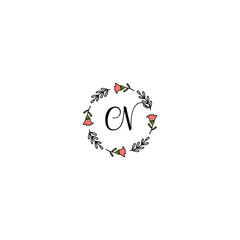 Initial CN Handwriting, Wedding Monogram Logo Design, Modern Minimalistic and Floral templates for Invitation cards