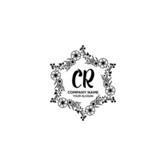 Initial CR Handwriting, Wedding Monogram Logo Design, Modern Minimalistic and Floral templates for Invitation cards