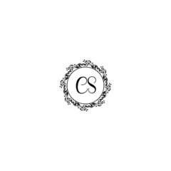 Initial CS Handwriting, Wedding Monogram Logo Design, Modern Minimalistic and Floral templates for Invitation cards