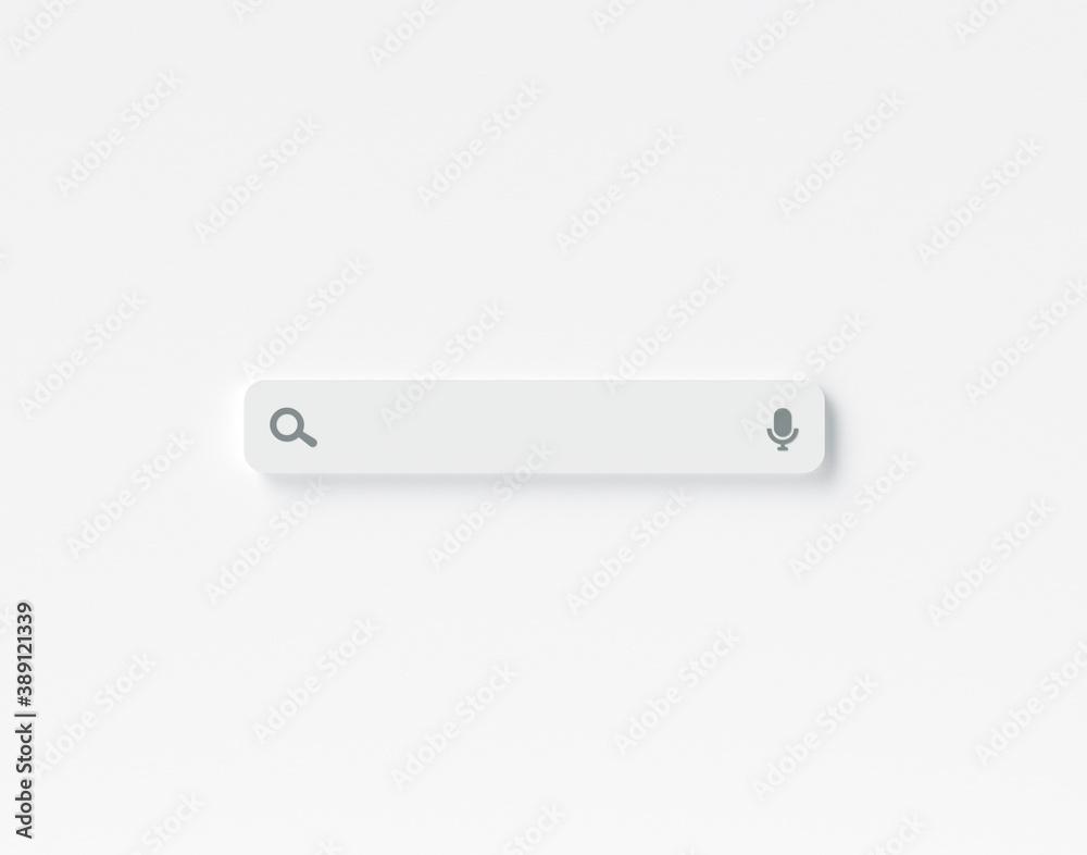 Fototapete minimal blank search bar on white background. empty search bar mockup for titles, text. 3d rendering