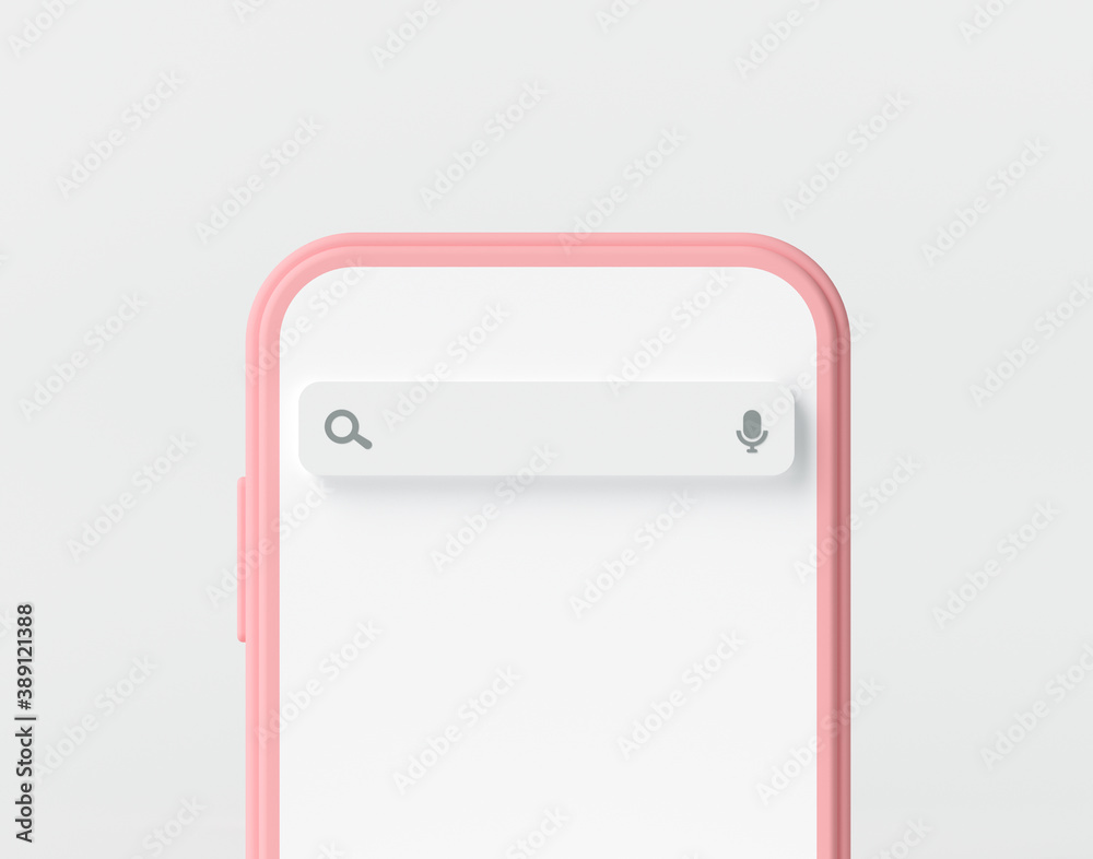 Fototapete search engine bar on smartphone screen concept. mobile web search on internet, empty search bar mock